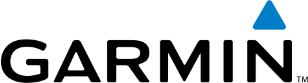 The Garmin logo features the brand name in bold, black uppercase letters with a small blue triangle above the last letter "N.